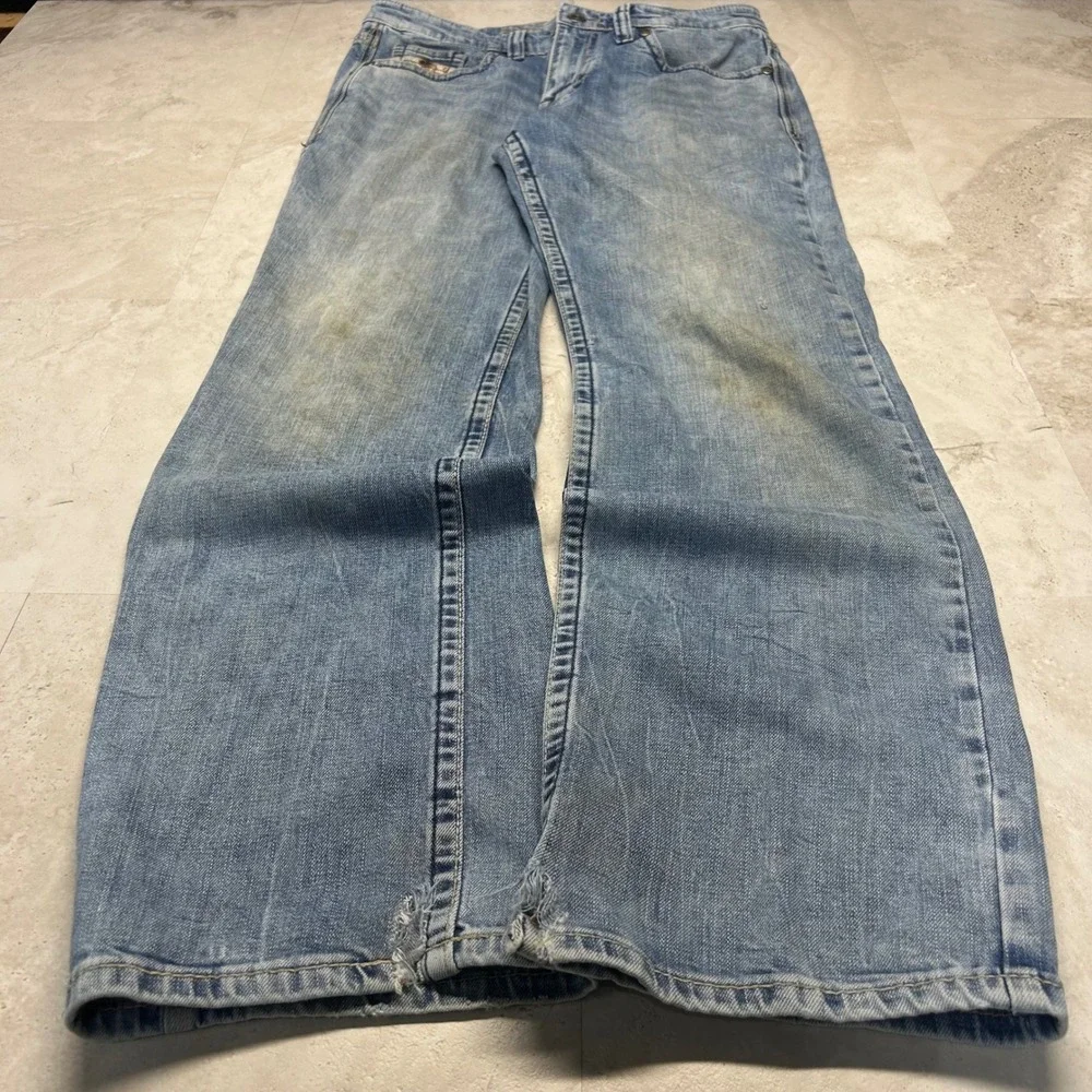 Cody James Jeans Light Wash Mens 32x32 Straight Leg Distressed Western Denim